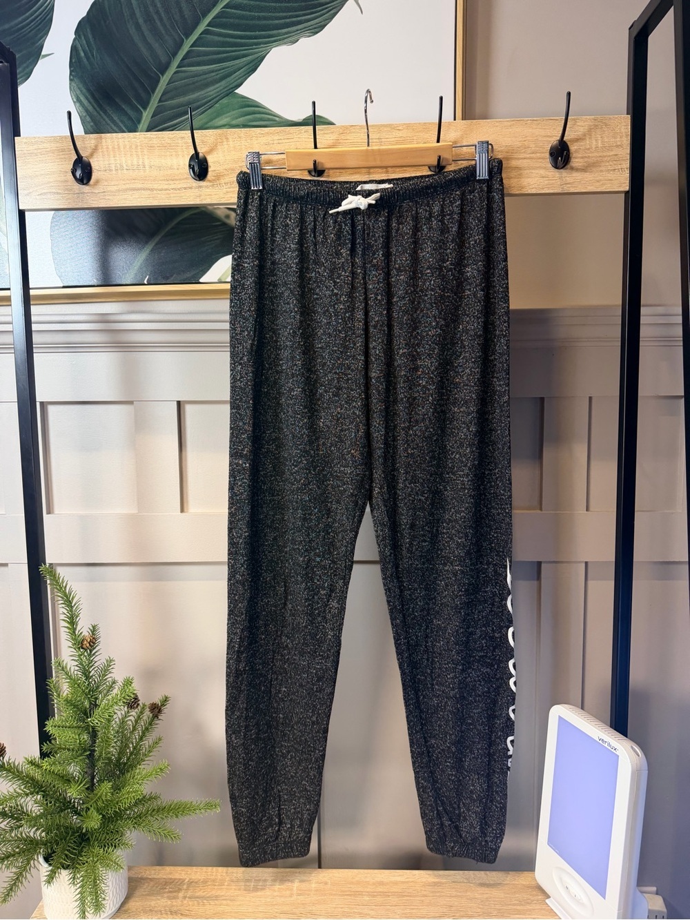 Cozy Black Marled Lounge Joggers